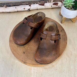 Birkenstock Brown Boston Leather Clogs